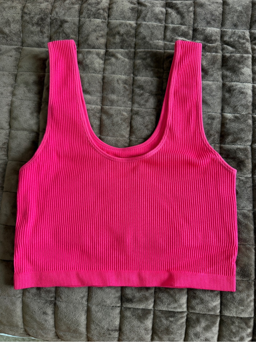 NWOT Bright Hot Pink Ribbed Crop Tank
